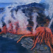 Peter Bröcker - Elemente in Aufruhr - Pastellkreide auf Karton - 50 x 65 cm - 2024