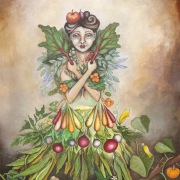 Therese Sill - Vegetable Goddess - Acryl auf Papier - 55 x 41 cm - 2023