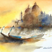 Elke Daniels - Venedig - Aquarell semi abstrakt - 29 x 39 cm - 2023