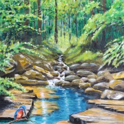 Franz-Peter Kraayvanger - Der Eisvogel - Acryl auf Leinwand - 60 x 40 cm - 2022  Fotografie: Katharina Hansen-Gluschitz