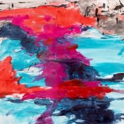Erika Biermann - Aufgewühlt entflammt - Acryl auf Papier - 50 x 40 cm - 2025